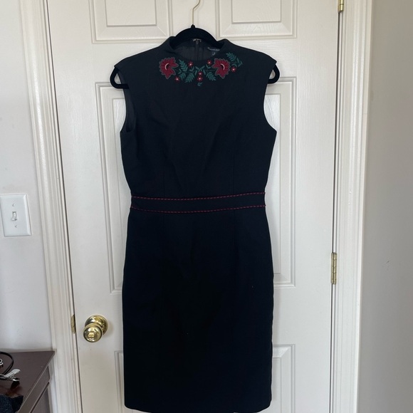 Brooks Brothers Dresses & Skirts - Brooks Brother black wool blend floral embroidered mock neck dress | 8